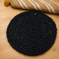 Midnight Spiral Handwoven Jute Round Rug