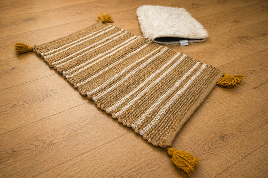 Natural Harmony Handwoven Jute Runner with Plush Accent Mat