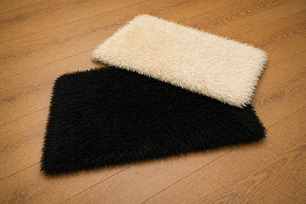 Dual Luxe Plush Microfiber Rug Set (Black & Ivory)