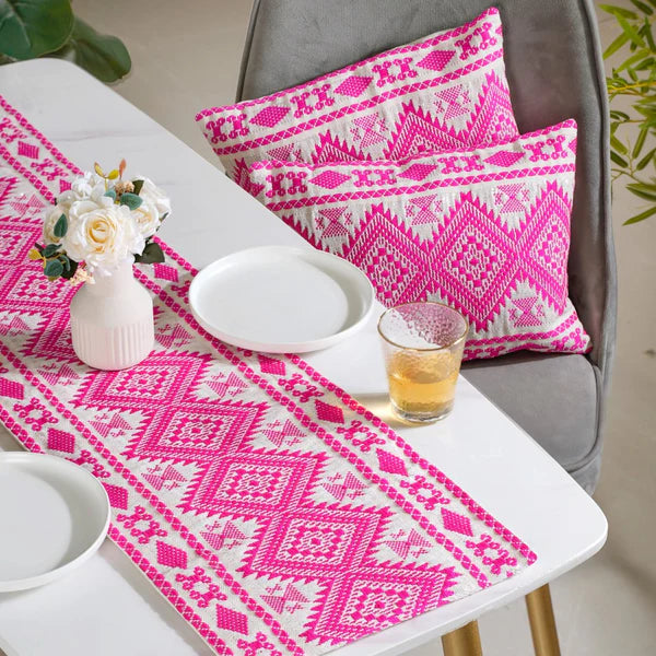 Colour Pop Cushion Cover And Runner Pink Set Of 3