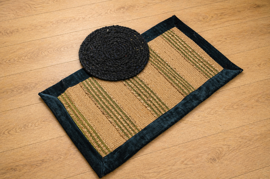 Heritage Weave Jute & Velvet Accent Rug Set
