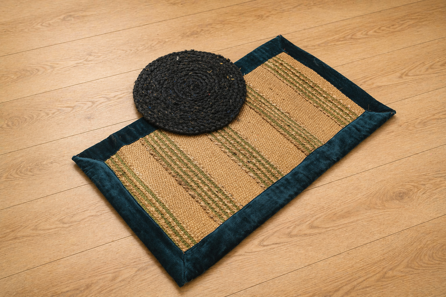 Heritage Weave Jute & Velvet Accent Rug Set