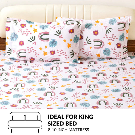 Starry Meadow Pastel Cotton King Size Bedding Set 275x275cm