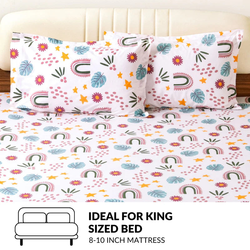 Starry Meadow Pastel Cotton King Size Bedding Set 275x275cm