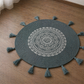 Bohemian Mandala Handwoven Round Rug with Tassels
