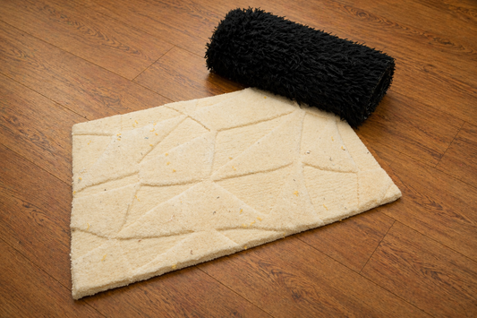 Geometric SoftTouch Microfiber Rug Set (Ivory & Black)