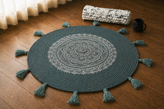 Boho Luxe Mandala Round Rug with Tassel Detailing
