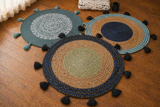 Bohemian Circle Weave Jute Rug Set (Set of 3)