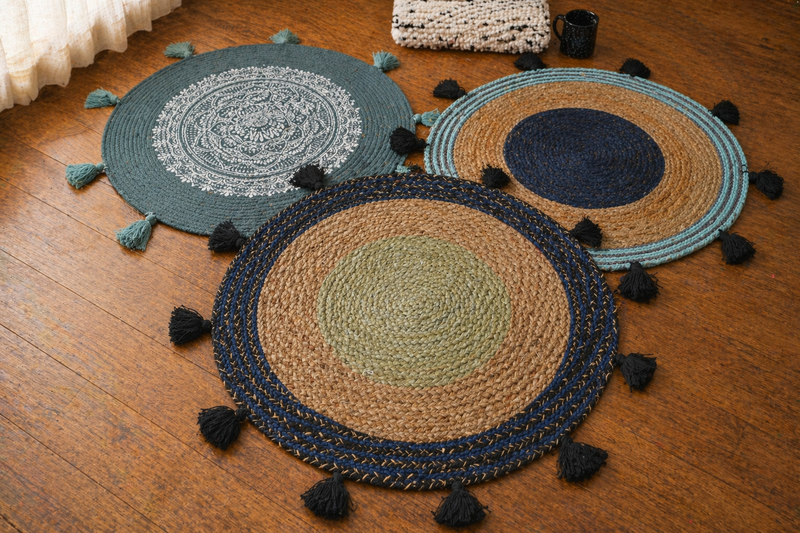 Bohemian Circle Weave Jute Rug Set (Set of 3)