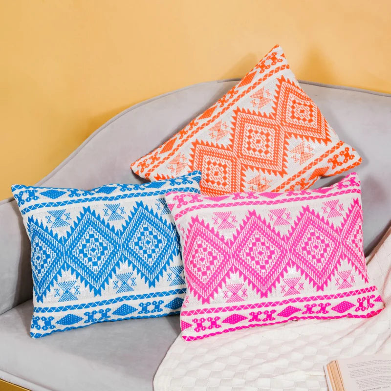 Festive Jacquard Cushion Cover And Runner Orange Set Of 3