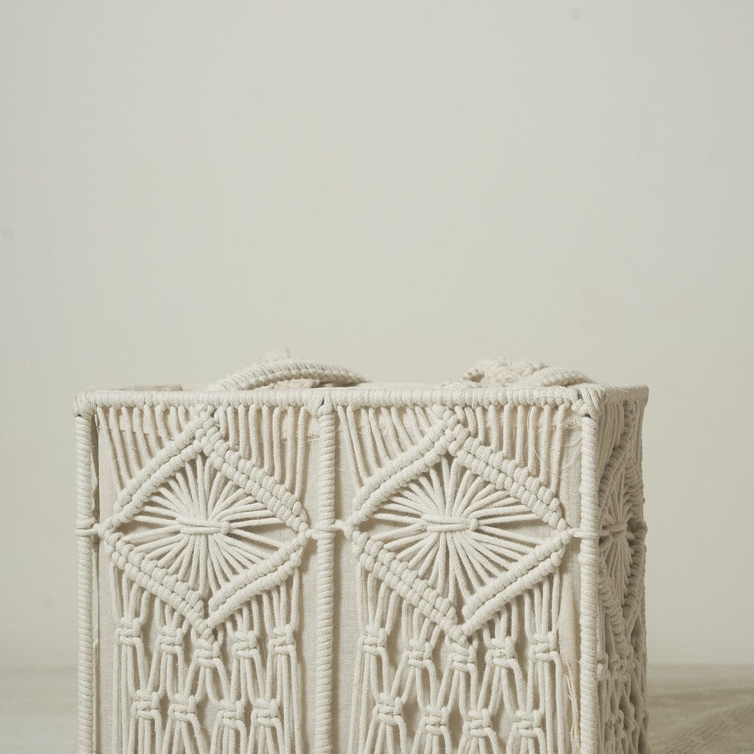 Macrame Storage Basket – Handwoven Boho Organizer