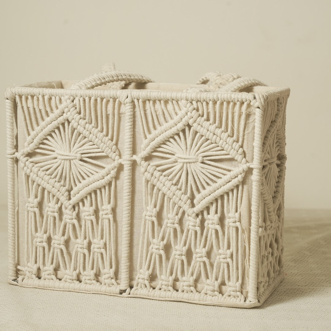 Macrame Storage Basket – Handwoven Boho Organizer