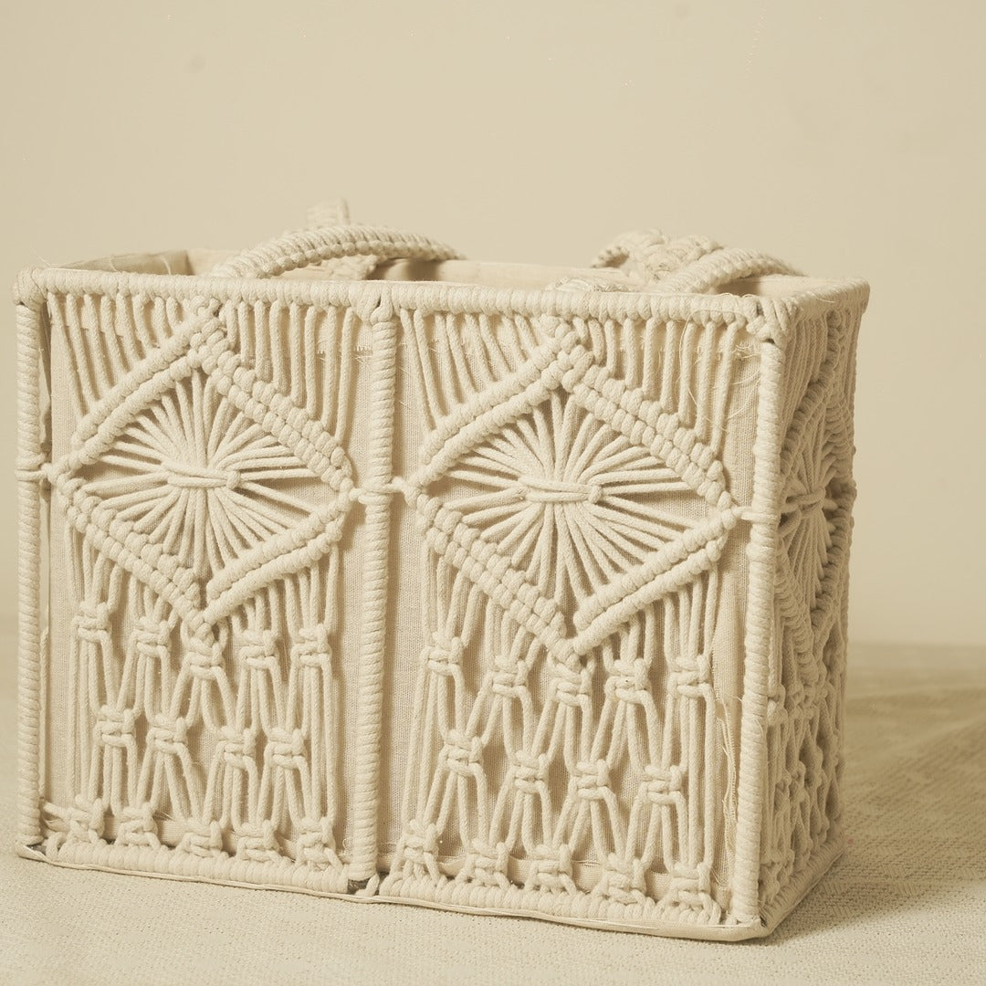 Macrame Storage Basket – Handwoven Boho Organizer