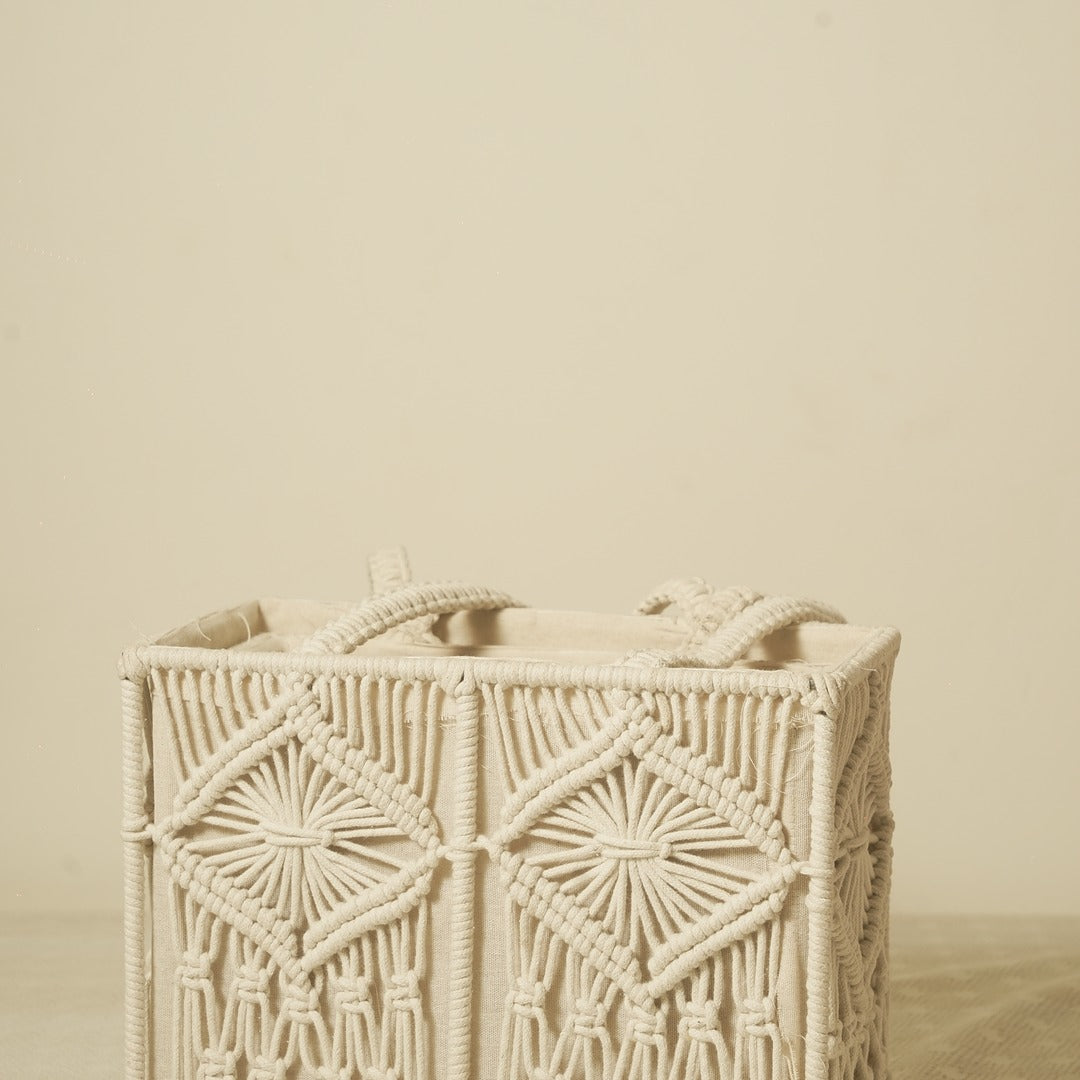 Macrame Storage Basket – Handwoven Boho Organizer