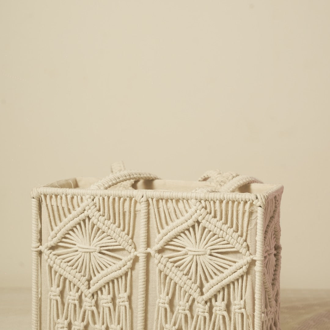 Macrame Storage Basket – Handwoven Boho Organizer
