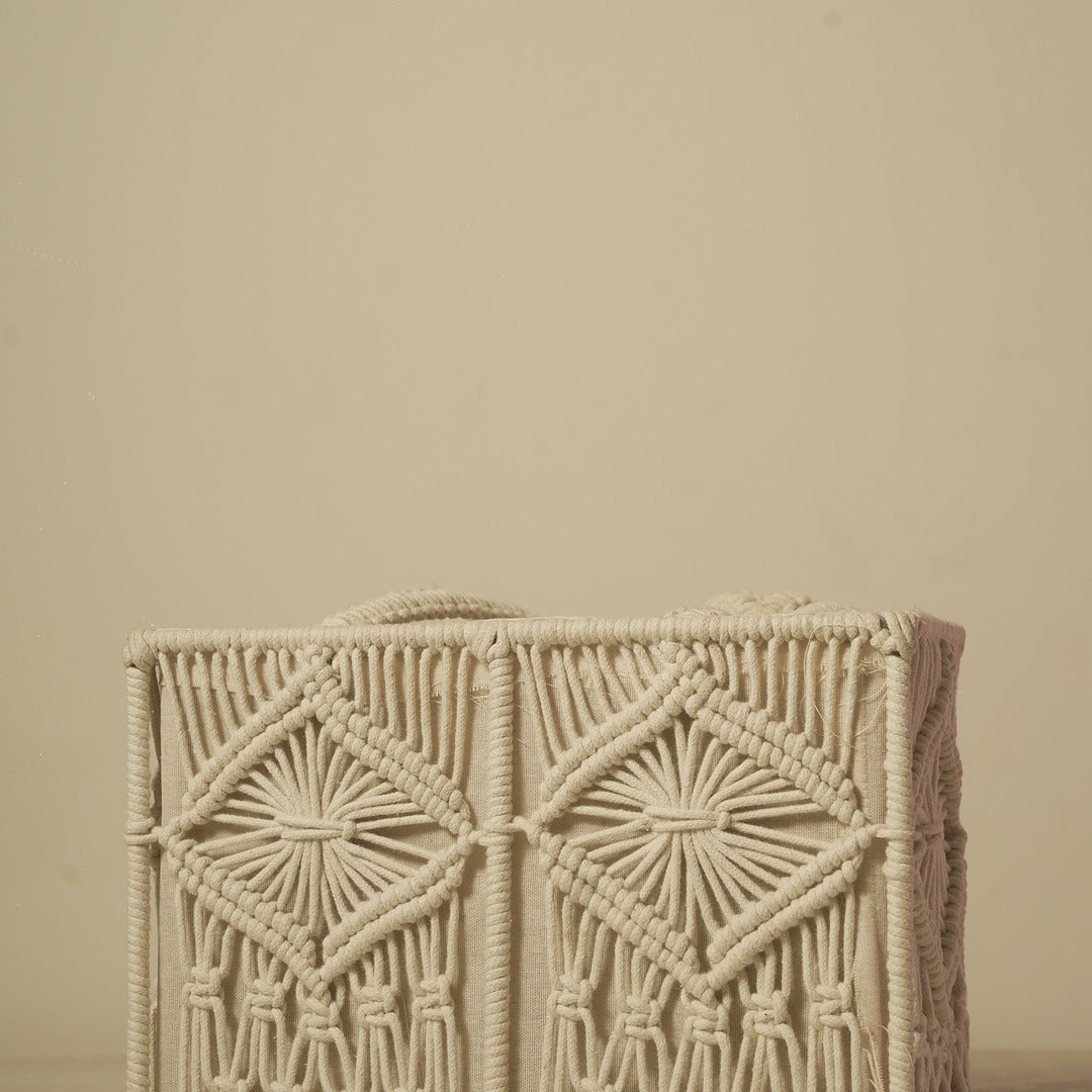 Macrame Storage Basket – Handwoven Boho Organizer