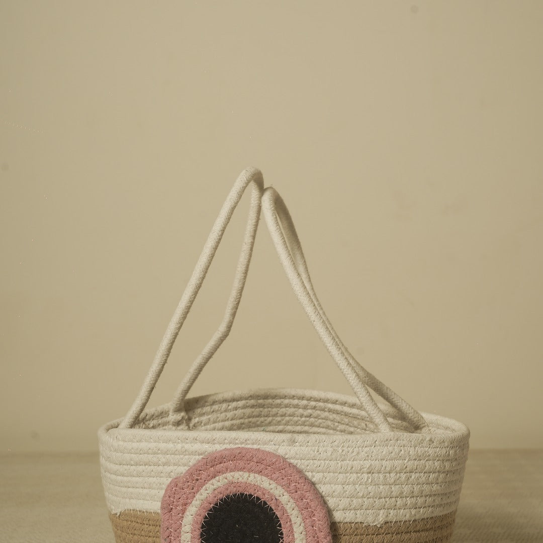 Rainbow Woven Basket – Handcrafted Cotton Storage