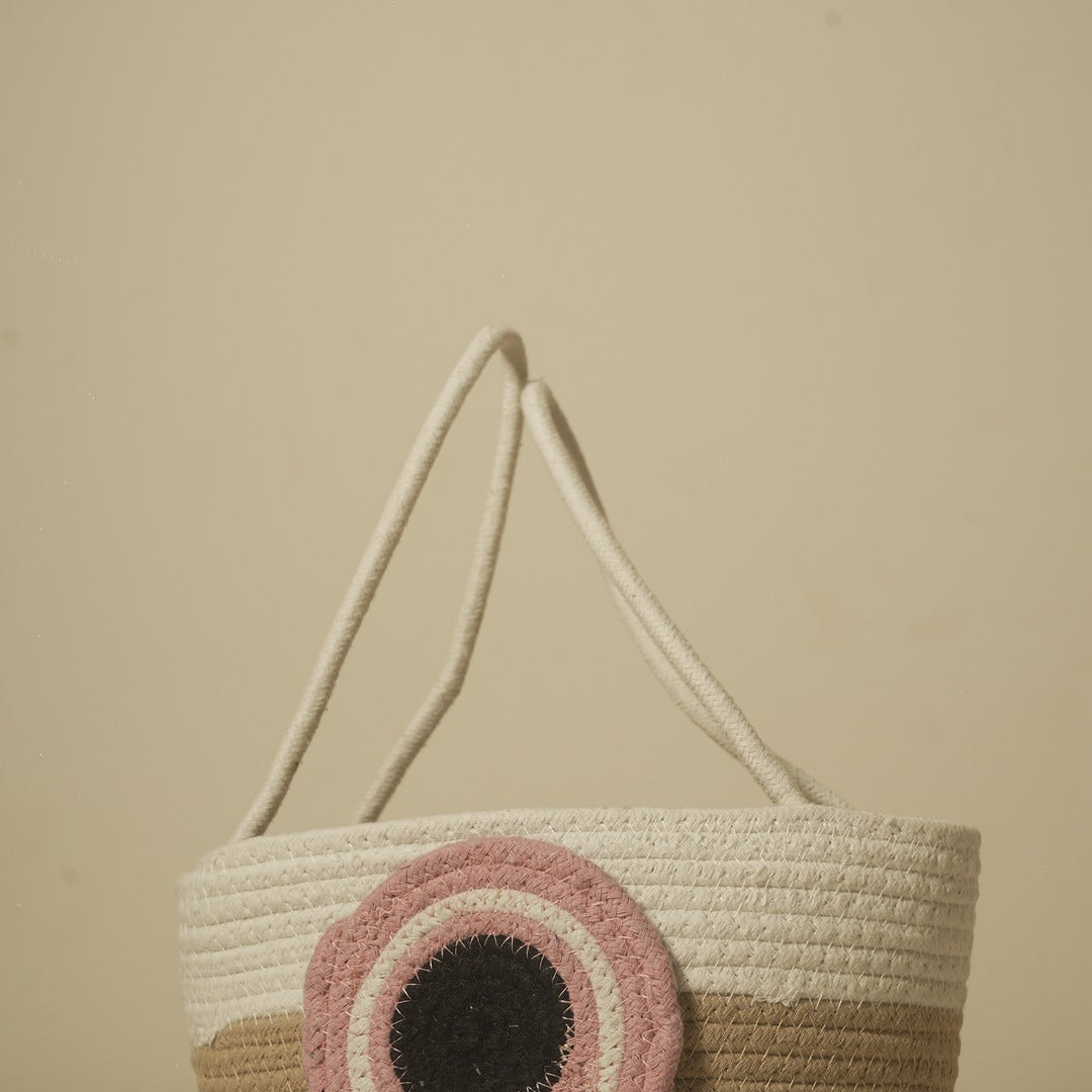 Rainbow Woven Basket – Handcrafted Cotton Storage