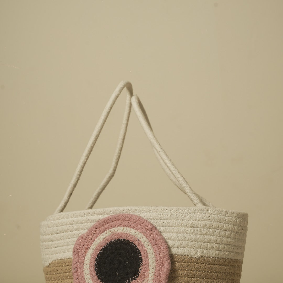 Rainbow Woven Basket – Handcrafted Cotton Storage