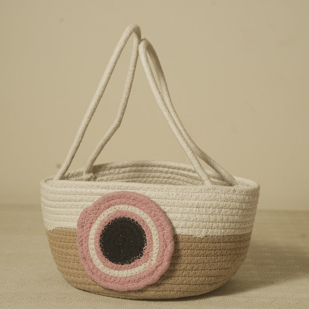 Rainbow Woven Basket – Handcrafted Cotton Storage