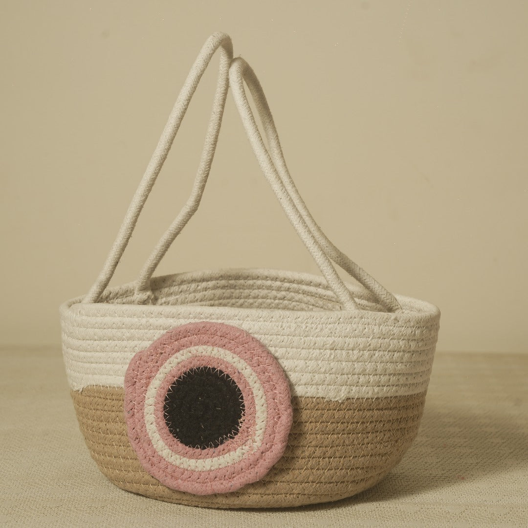 Rainbow Woven Basket – Handcrafted Cotton Storage