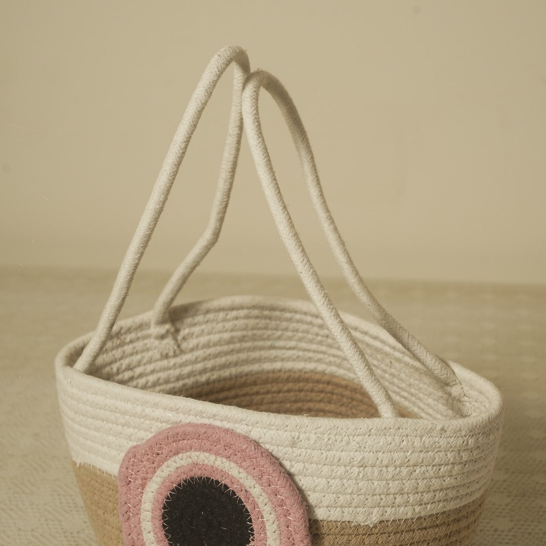 Rainbow Woven Basket – Handcrafted Cotton Storage