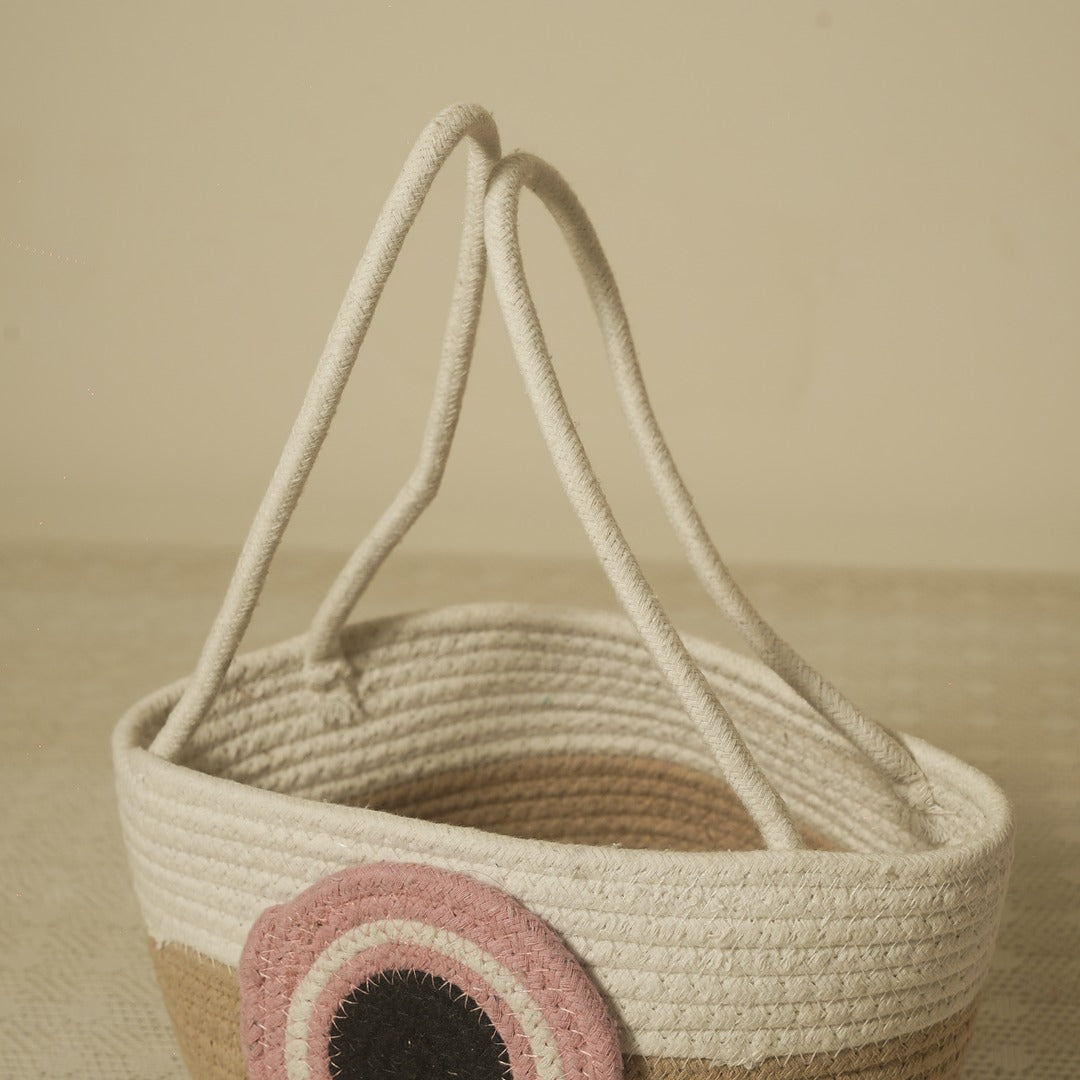 Rainbow Woven Basket – Handcrafted Cotton Storage