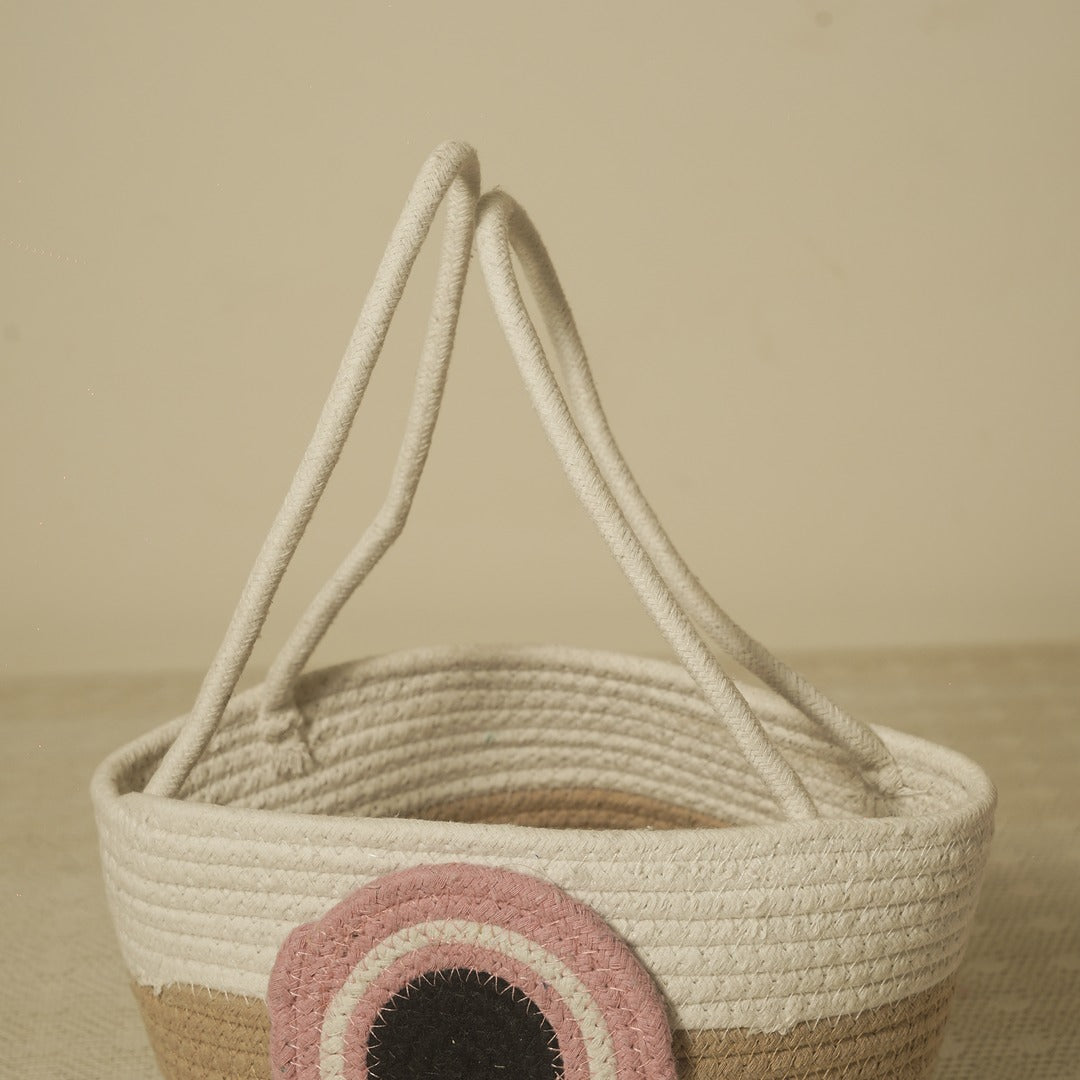 Rainbow Woven Basket – Handcrafted Cotton Storage