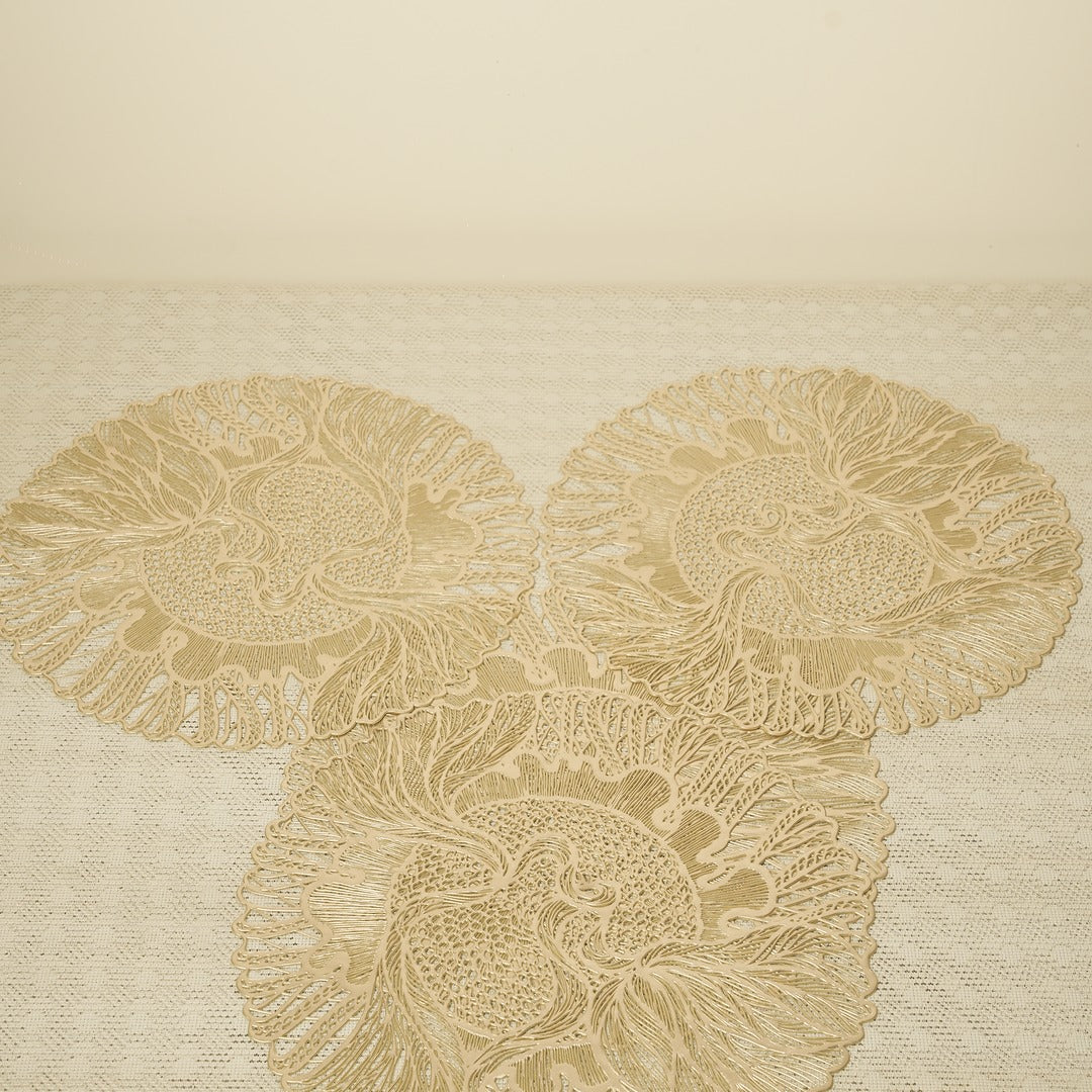 Doriaah Handcrafted Golden Lace Placemats
