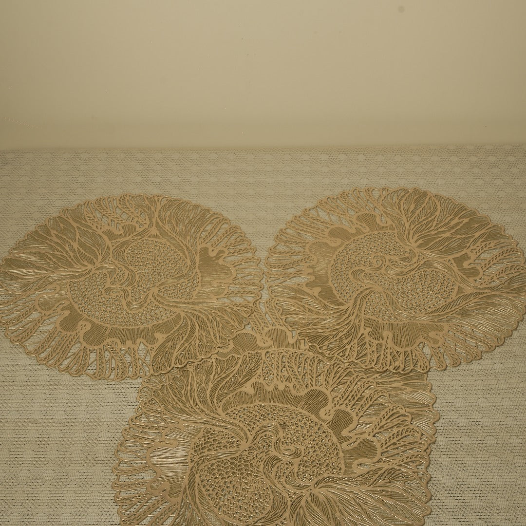 Doriaah Handcrafted Golden Lace Placemats