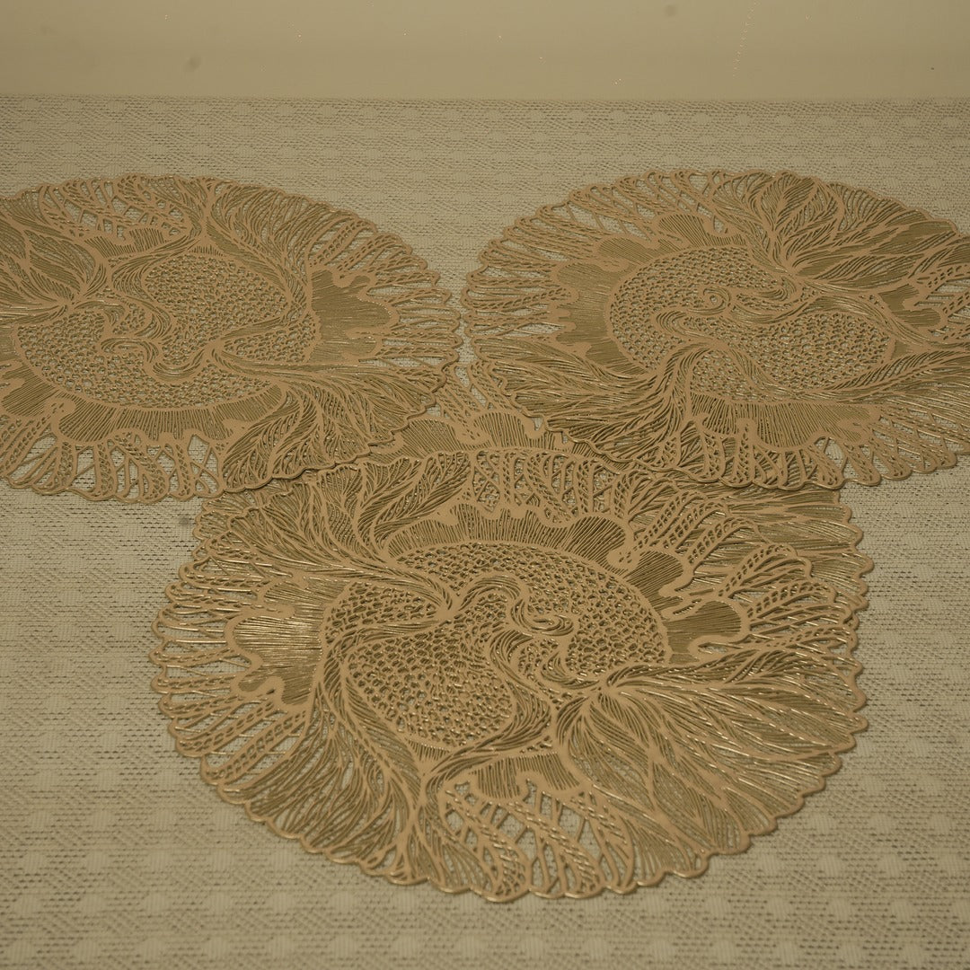 Doriaah Handcrafted Golden Lace Placemats