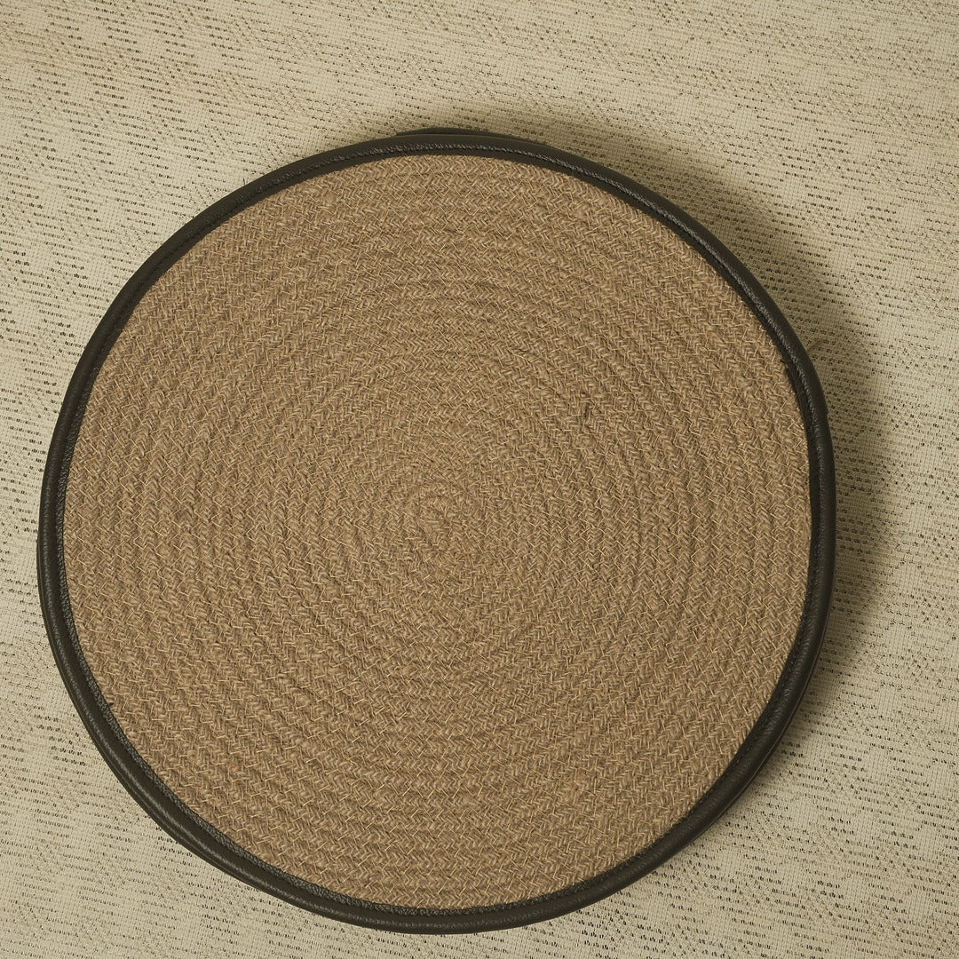 Doriaah Handcrafted Round Jute Placemat with Black Border