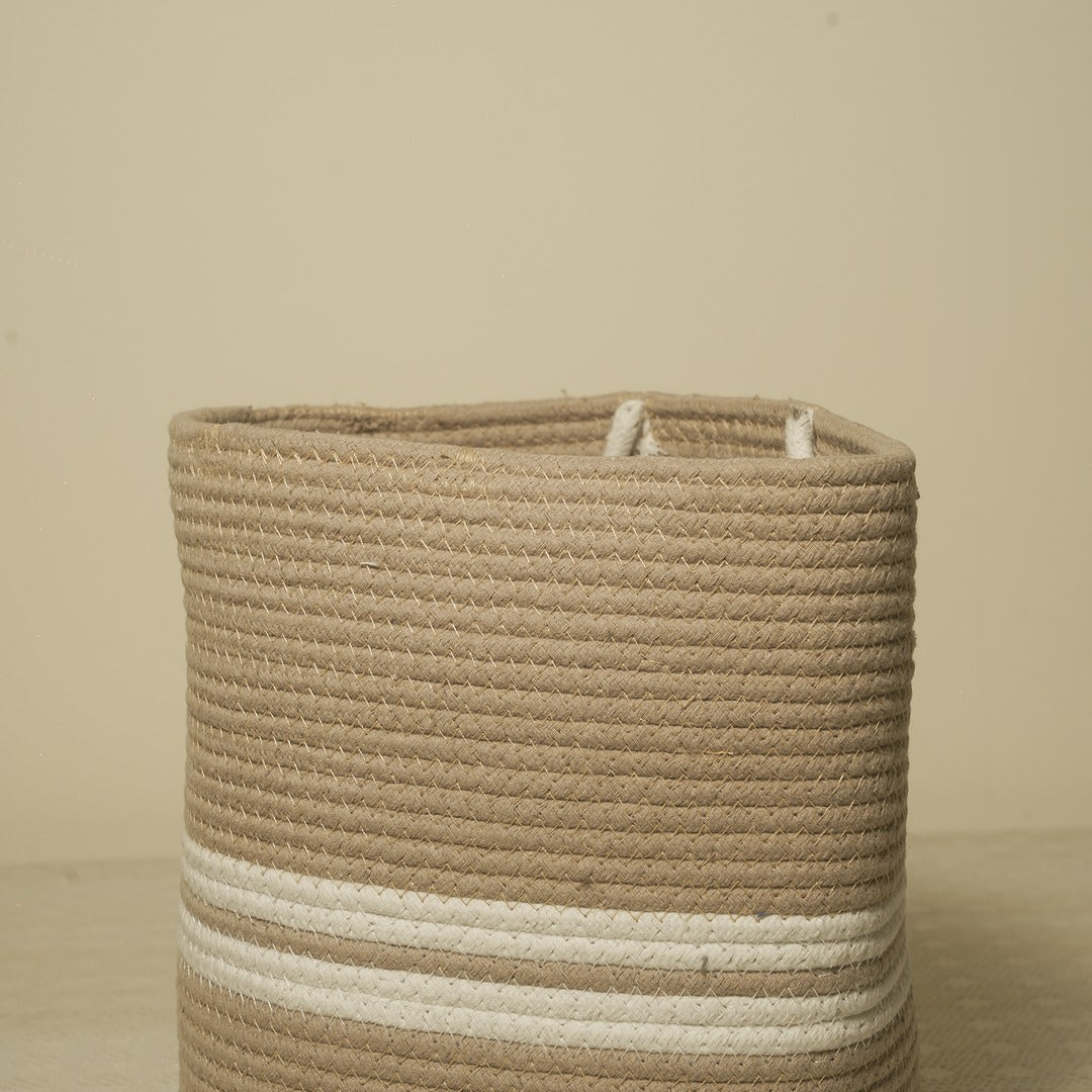 Doriaah Handwoven Jute Storage Basket with White Stripes