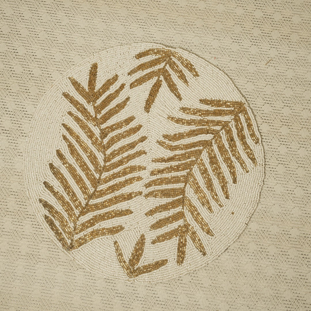 Doriaah Handcrafted Beaded Placemat with Leaf Design