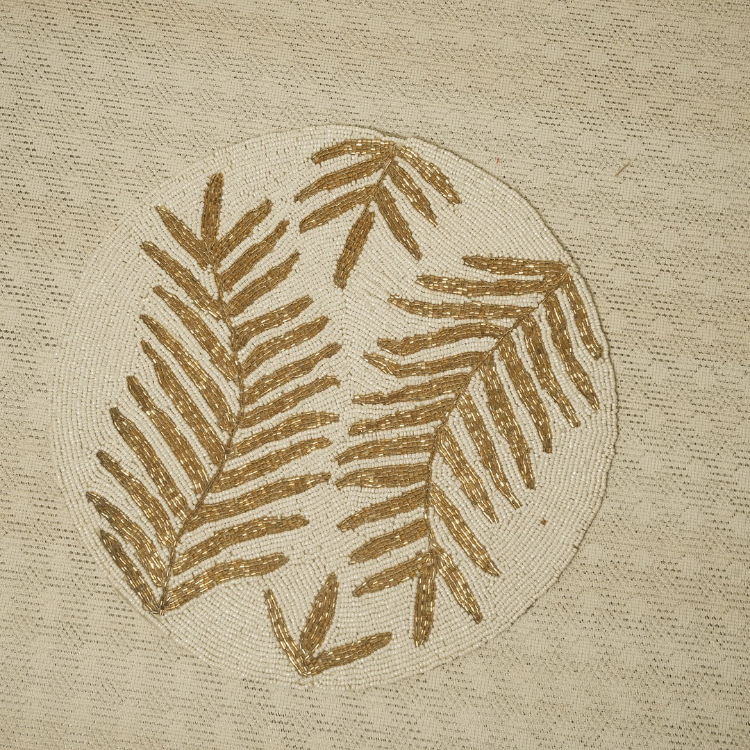 Doriaah Handcrafted Beaded Placemat with Leaf Design