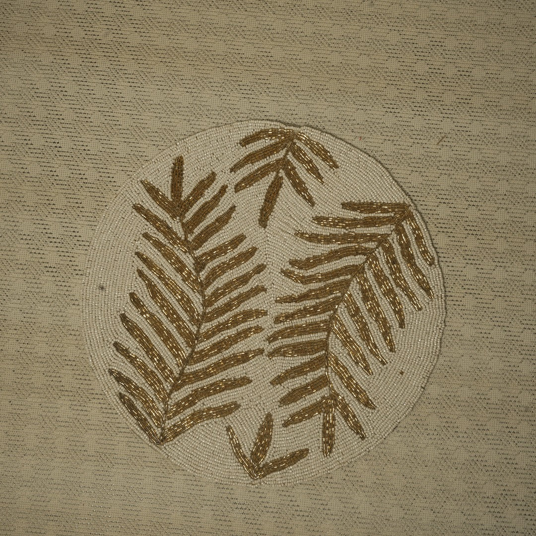 Doriaah Handcrafted Beaded Placemat with Leaf Design