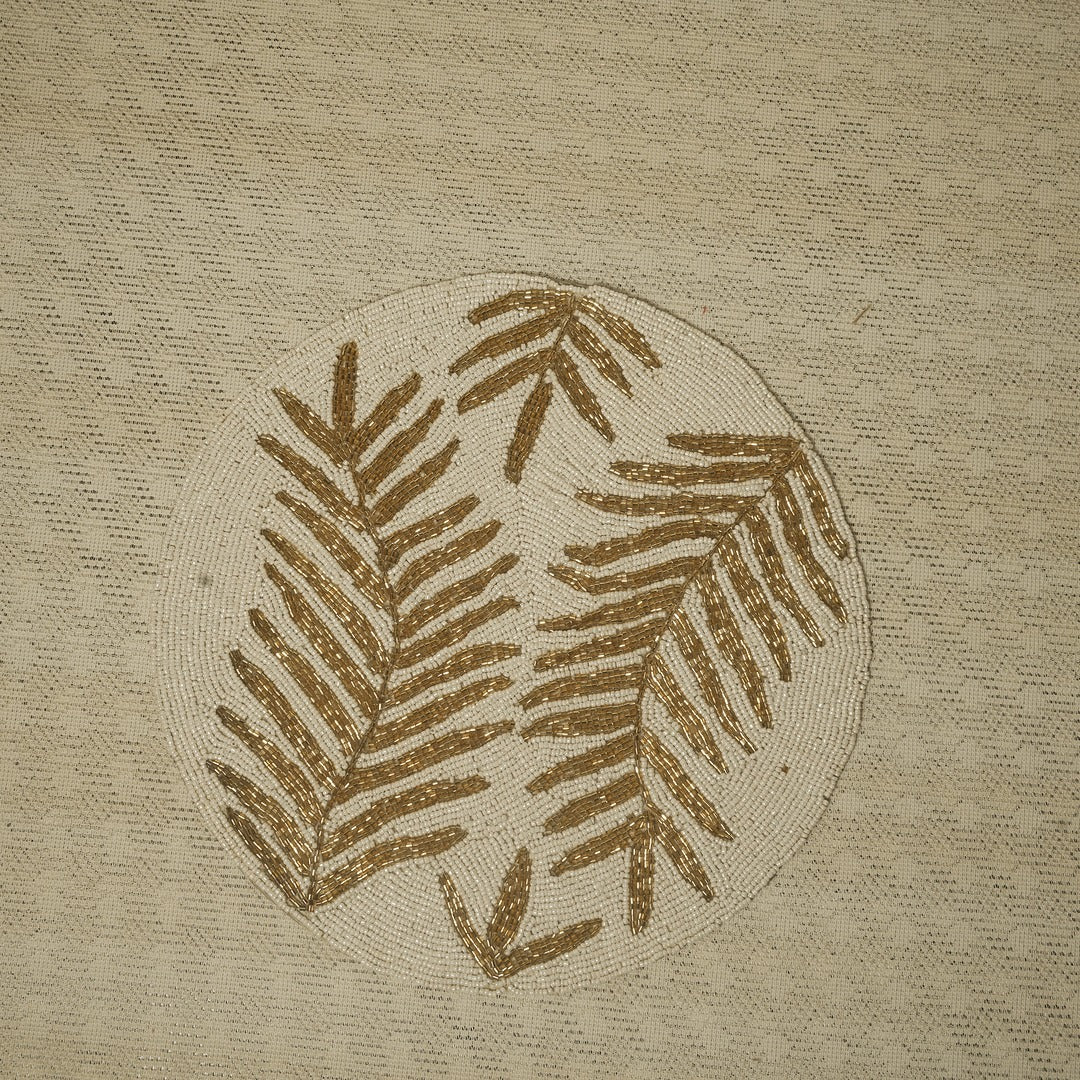 Doriaah Handcrafted Beaded Placemat with Leaf Design