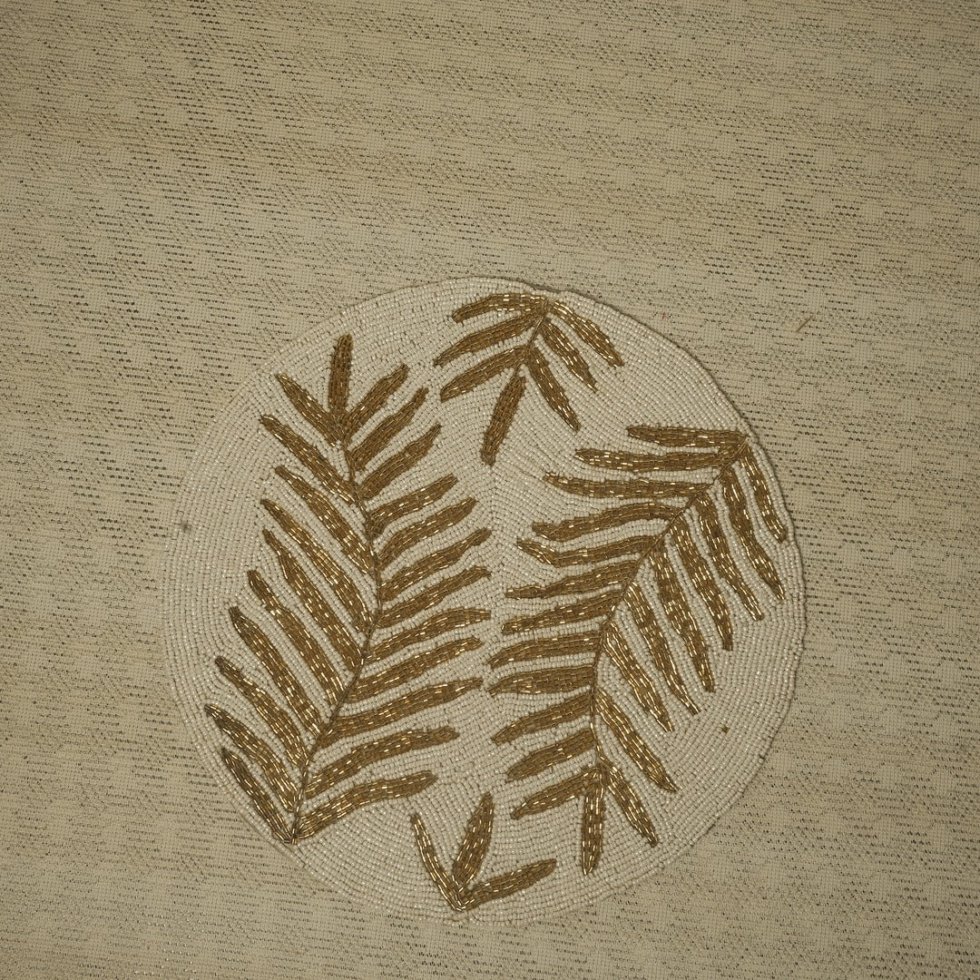 Doriaah Handcrafted Beaded Placemat with Leaf Design