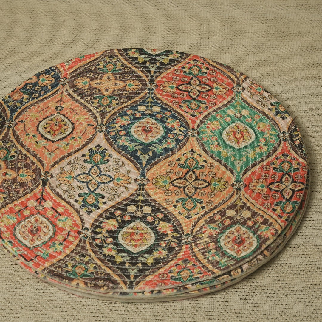 Doriaah Handcrafted Round Bohemian Placemat – Multicolor