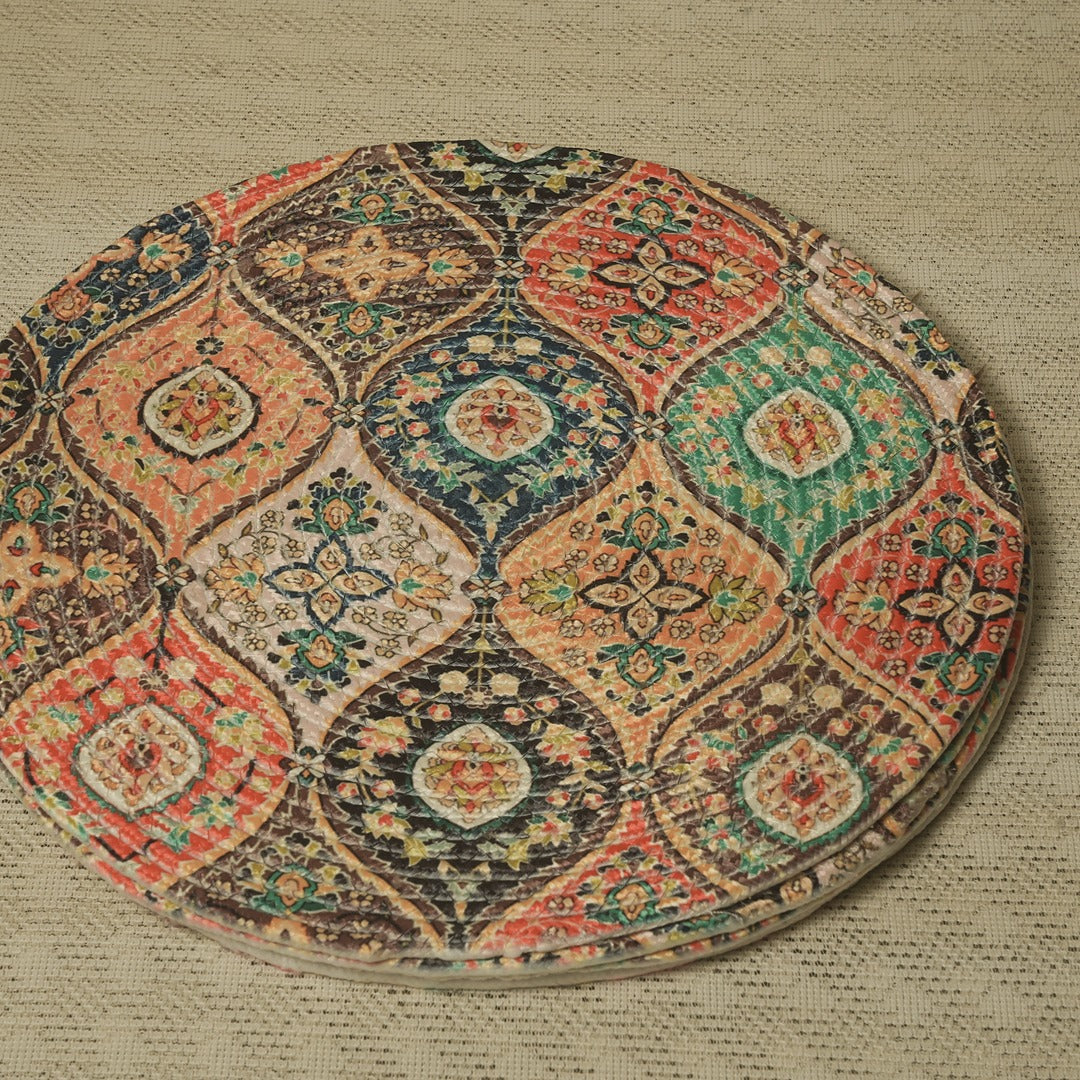 Doriaah Handcrafted Round Bohemian Placemat – Multicolor