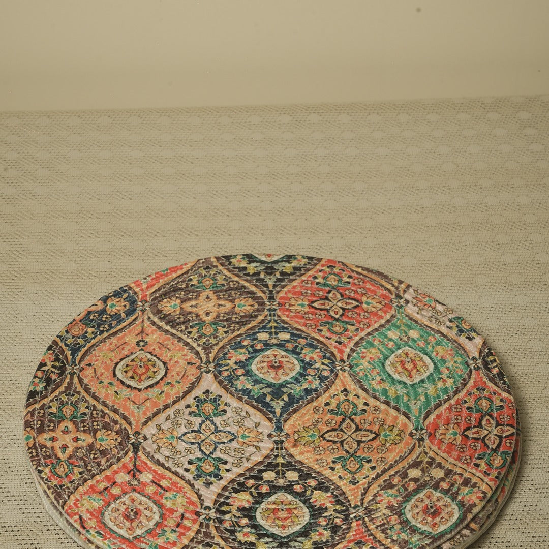 Doriaah Handcrafted Round Bohemian Placemat – Multicolor