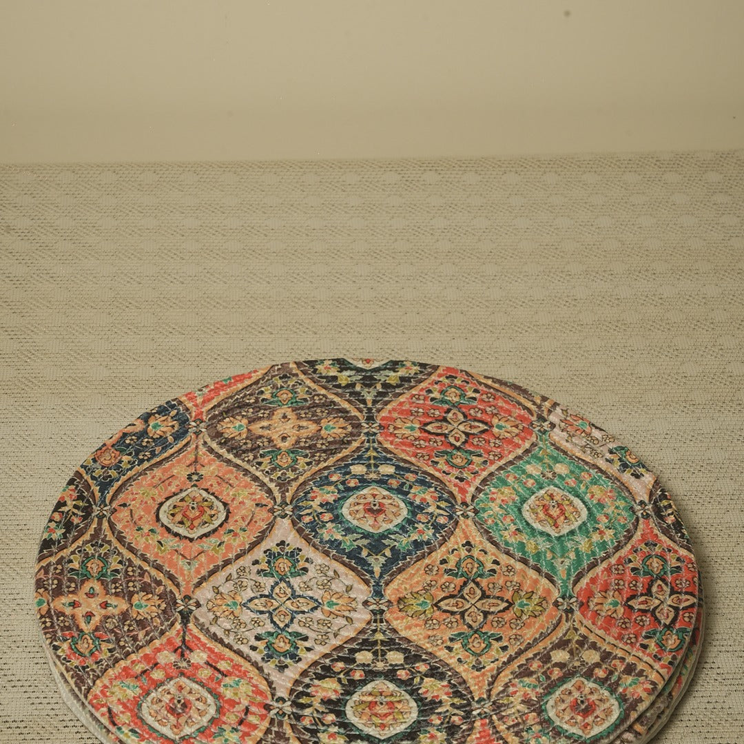 Doriaah Handcrafted Round Bohemian Placemat – Multicolor