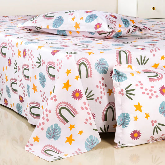 Starry Meadow Pastel Cotton King Size Bedding Set 275x275cm